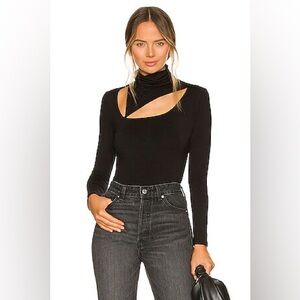 Krisa Elegant Black Cut Out Long Sleeve Women's Top